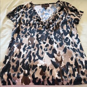 Dana Buchman Leopard Print V-Neck Blouse